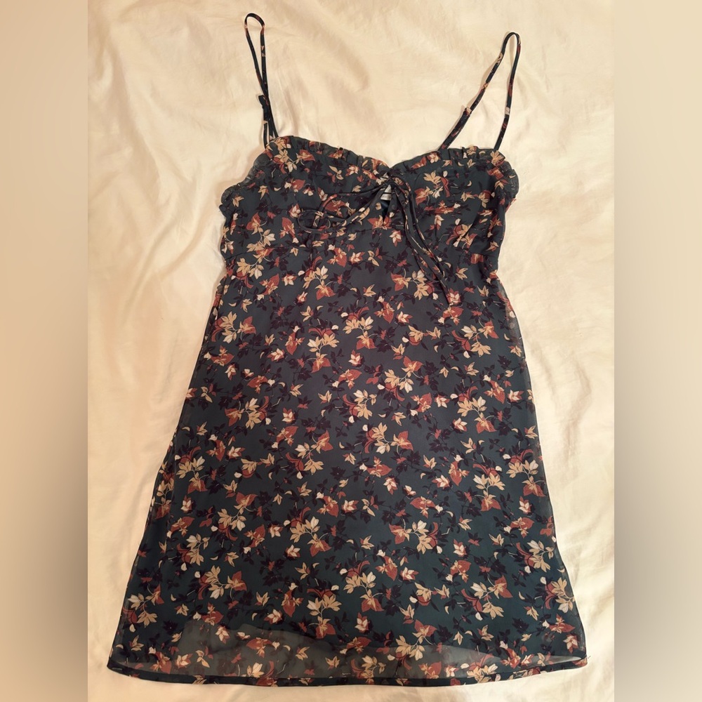 Urban Outfitters Floral 90s Grunge Babydoll Spaghetti Strap Slip Dress